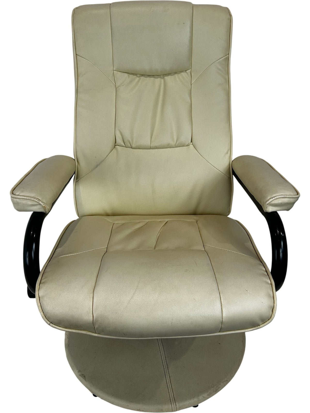 Cream Swivel Recliner Lounge Chair High Back Pedestal Base Armchair (Pre-Loved)