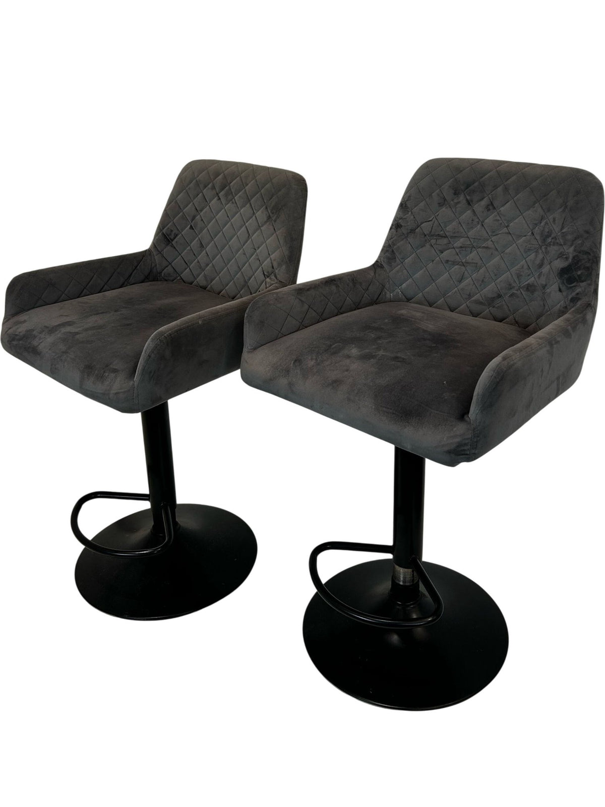 Pair of Grey Adjustable Swivel Bar Stools (Pre-Loved)