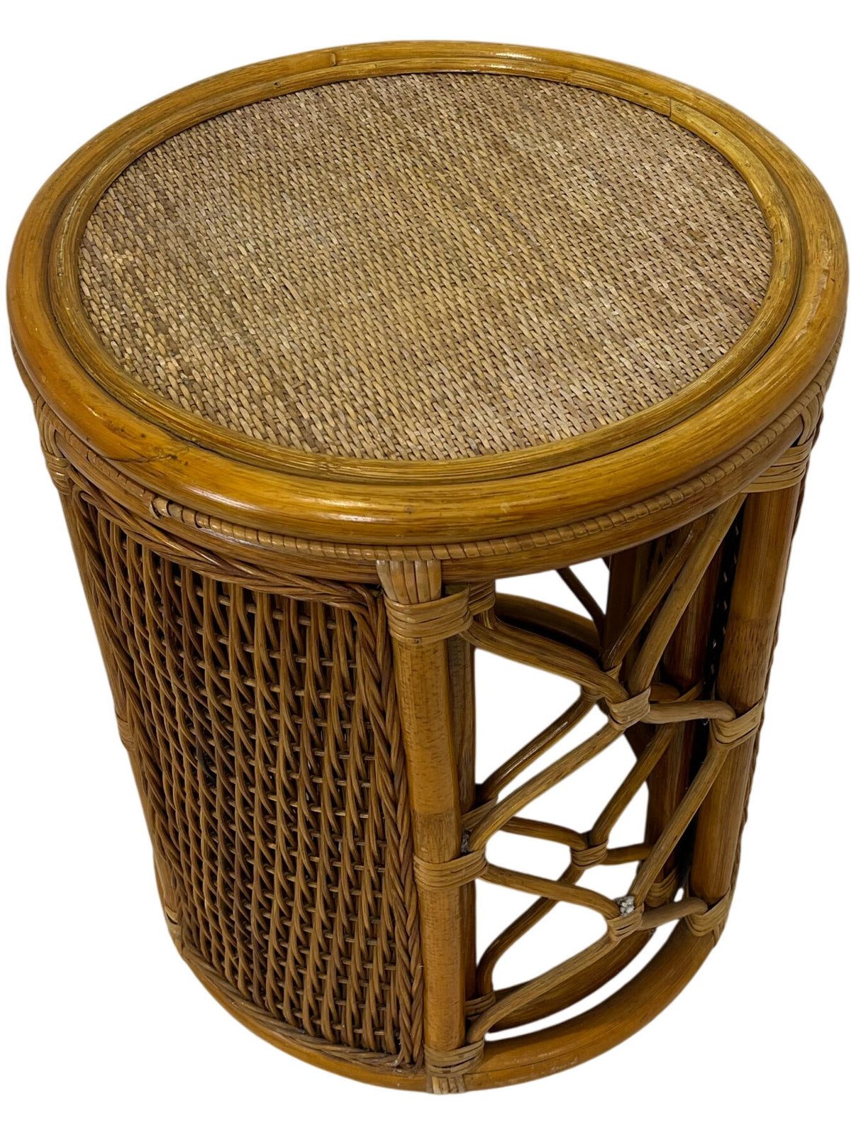 Vintage Rattan Bamboo Woven Round Nesting Side Tables (Pre-Loved)