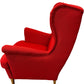Reupholstered Red Wingback Armchair Fabric Wooden Legs Accent Chair (Pre-Loved)