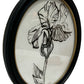 Oval Botanical Floral Framed Wall Art Black White Glass Decor (Pre-Loved)