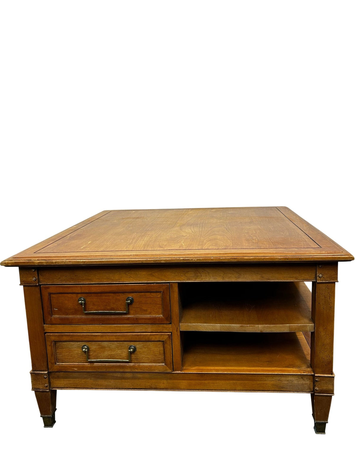 Wooden Square Coffee Table with Drawers & Open Storage (Pre-Loved)