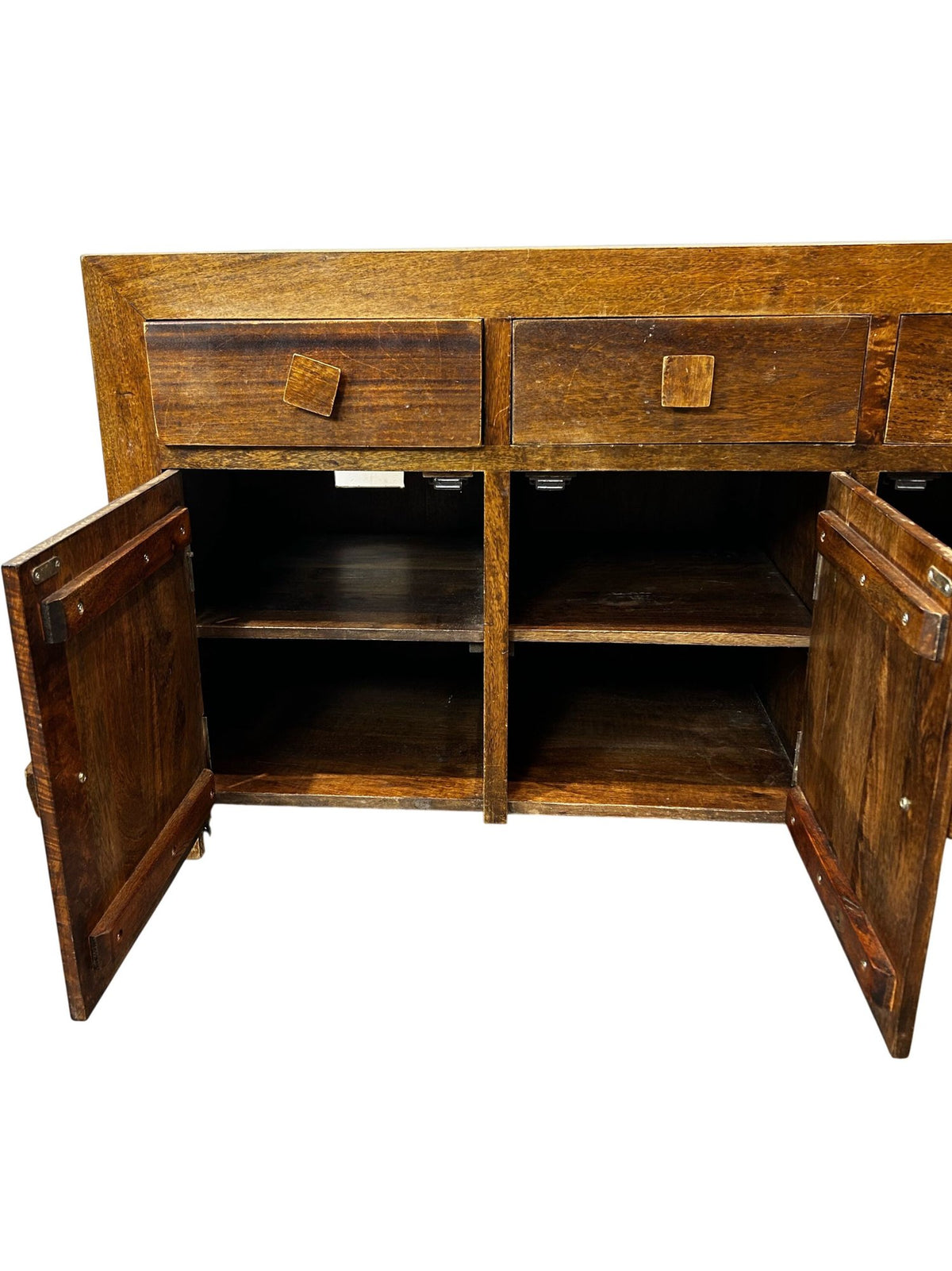 Vintage Solid Wood Sideboard with 3 Drawers & 2 Cupboards (Pre-Loved)