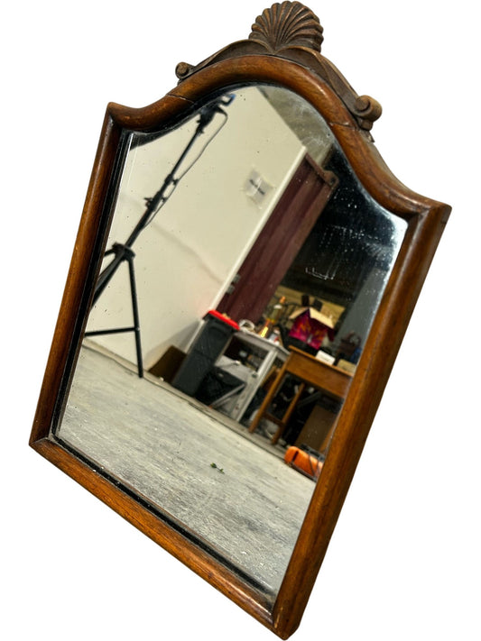 Vintage Style Wooden Dressing Table Mirror Shell Crest 36cm (Pre-Loved)
