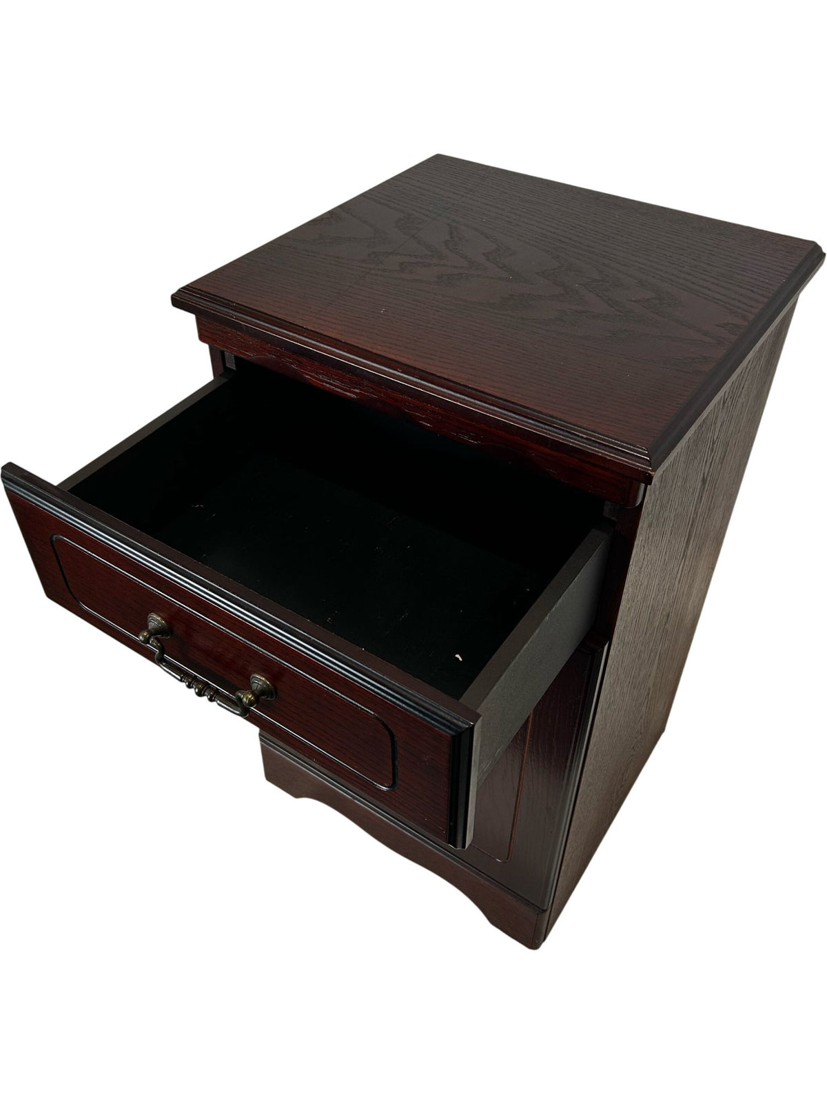 Dark Wood Bedside Cabinet with Drawer & Cupboard (Pre-Loved)