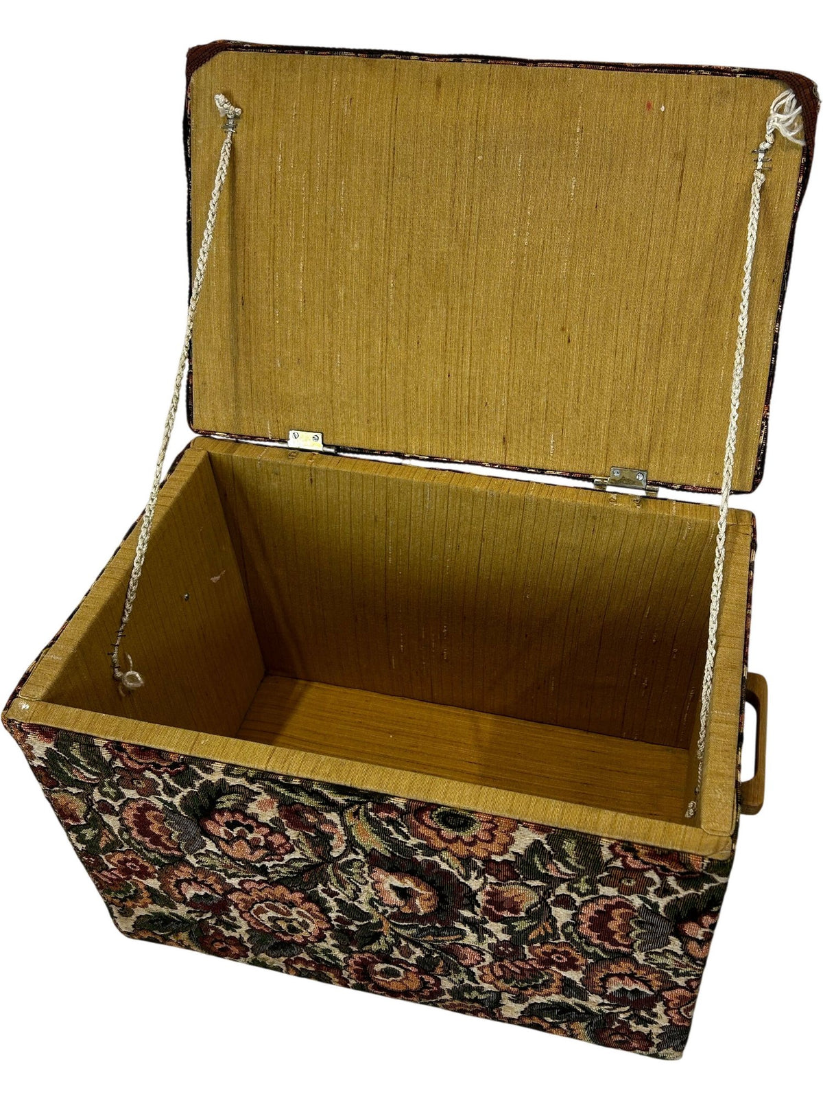 Vintage Floral Tapestry Storage Ottoman Footstool with Hinged Lid (Pre-Loved)