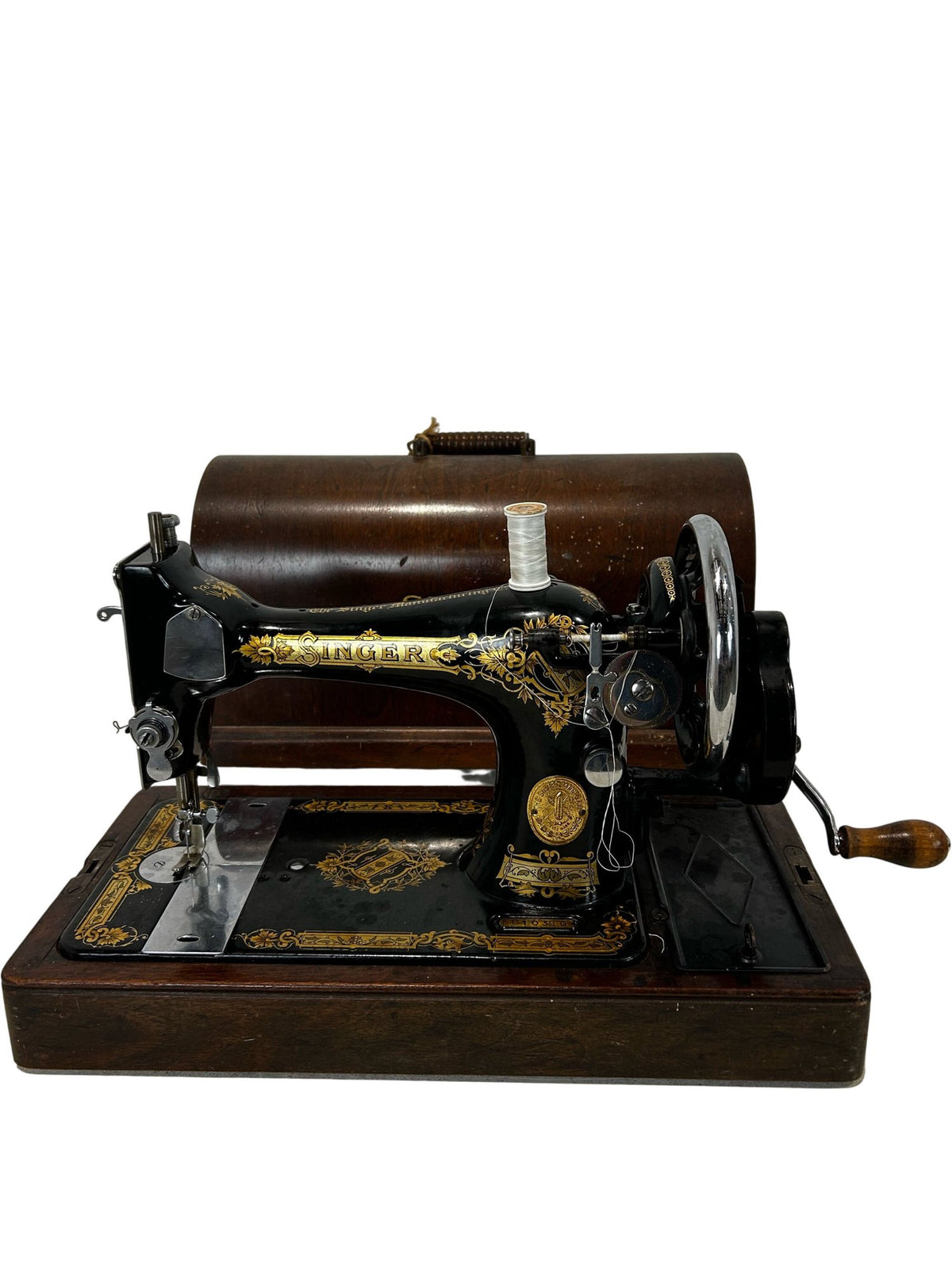 Vintage Singer Hand Crank Sewing Machine with Wooden Case (Pre-Loved)