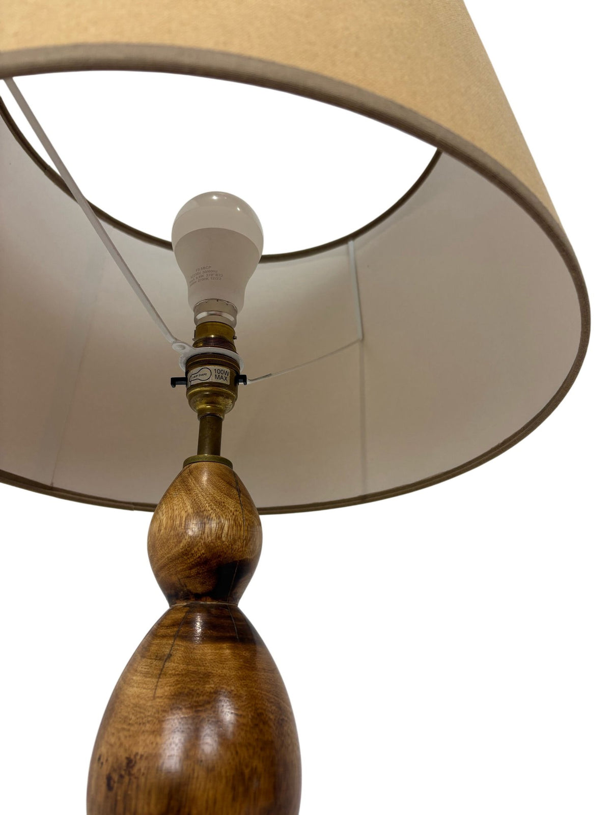 Vintage Wooden Table Lamp Beige Shade (Pre-Loved)