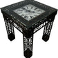 Vintage Style Metal & Glass Side Table with Clock Top Roman Numerals (Pre-Loved)