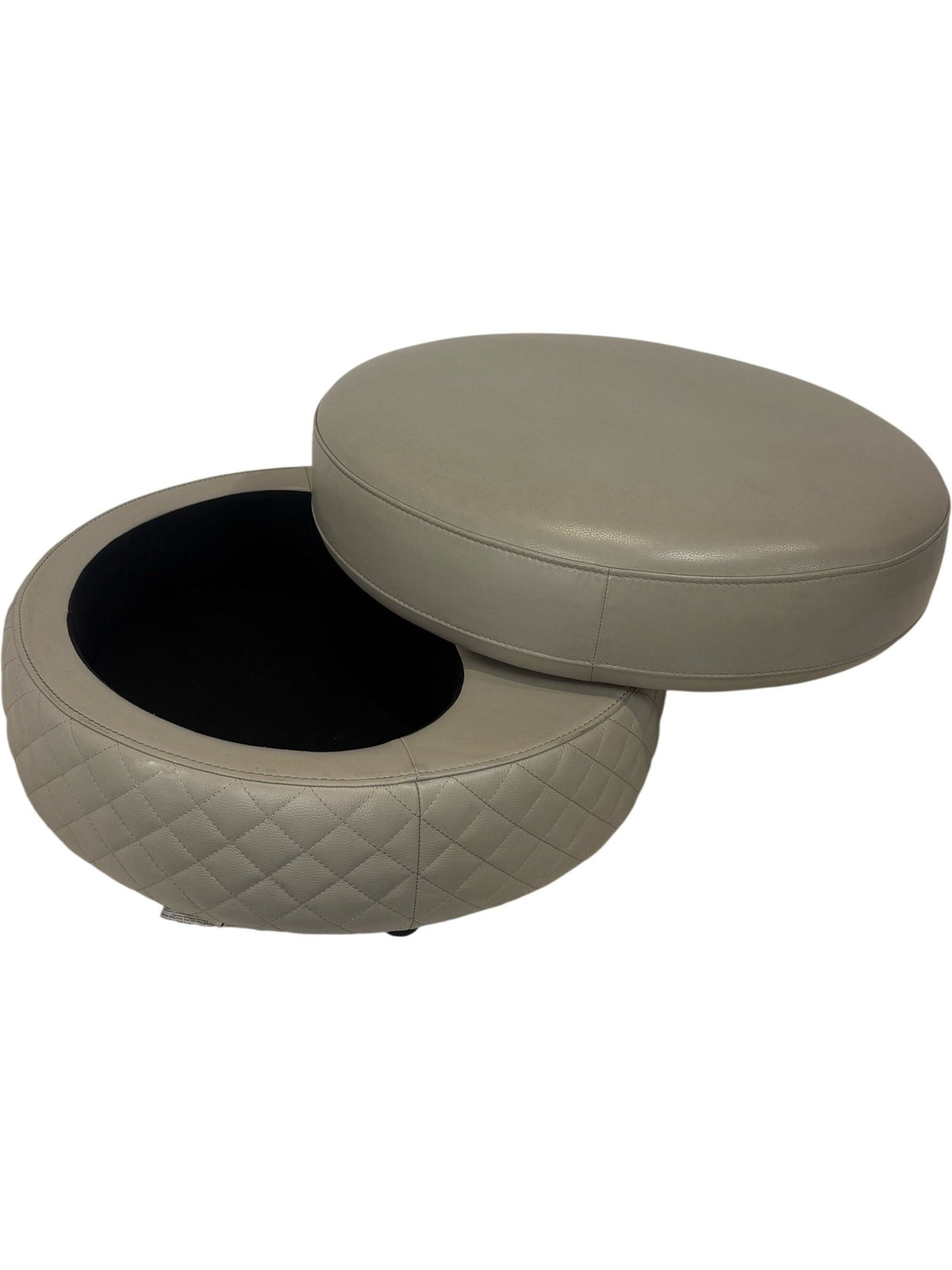 Contemporary Beige Ottoman Faux Leather (Pre-Loved)