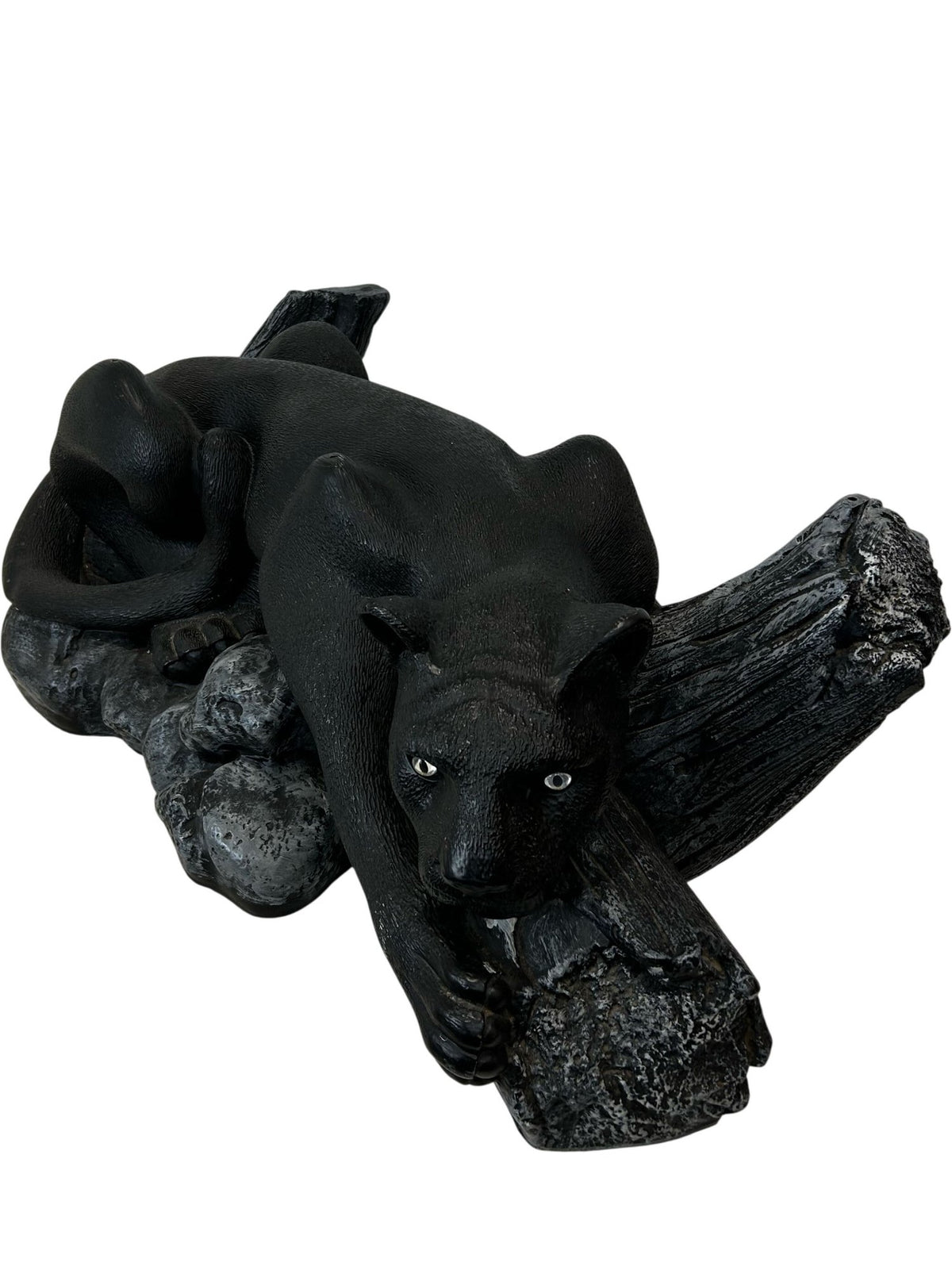 Panther Coffee Table Glass Top Black Big Cat Sculptural Base (Pre-Loved)
