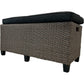Outdoor Rattan Effect Storage Bench Ottoman Black Cushion Garden (Pre-Loved)