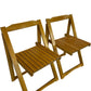 Set of 2 Wooden Folding Chairs Slatted Seat Brown Compact (Pre-Loved)