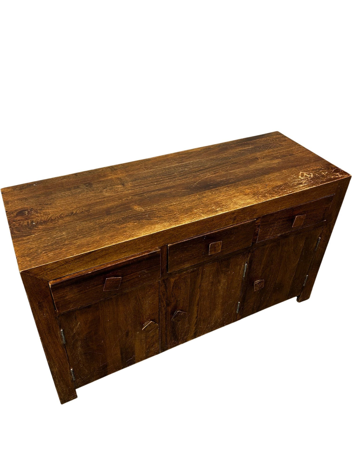 Vintage Solid Wood Sideboard with 3 Drawers & 2 Cupboards (Pre-Loved)