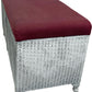 White Wicker Storage Bench Lift Up Burgundy Cushion Ottoman (Pre-Loved)