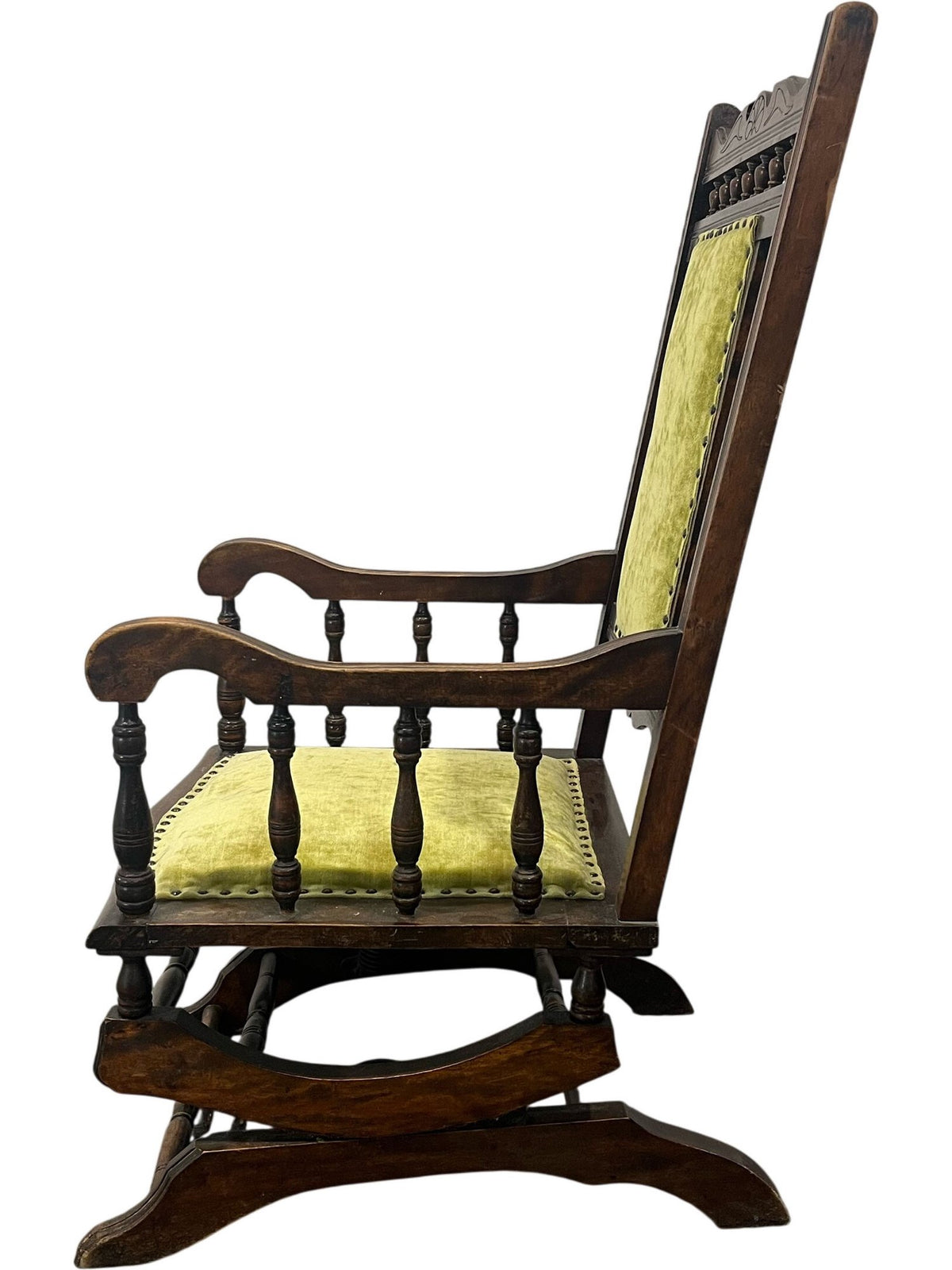 Vintage Wooden Rocking Chair with Green Upholstery (Pre-Loved)