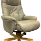 Beige High Back Swivel Recliner Armchair with Wooden Base (Pre-Loved)