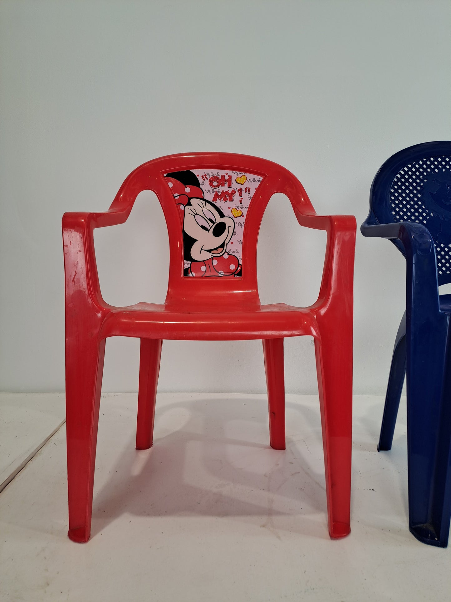 Children's Mini Mouse and Blue Bear Plastic Chair (Pre-Loved)