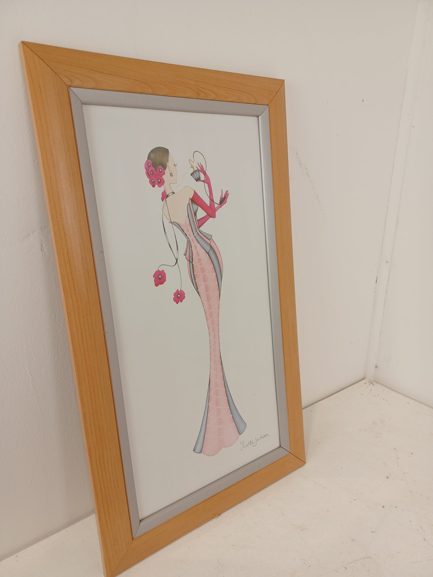 Pink Lady Picture In a Wooden Frame (Pre-Loved)