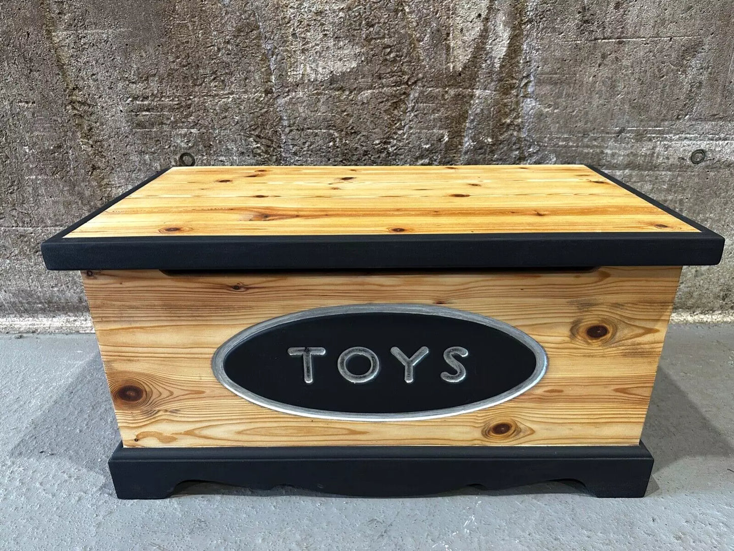 Painted Up-Cycled Solid Wood Toy Box Storage